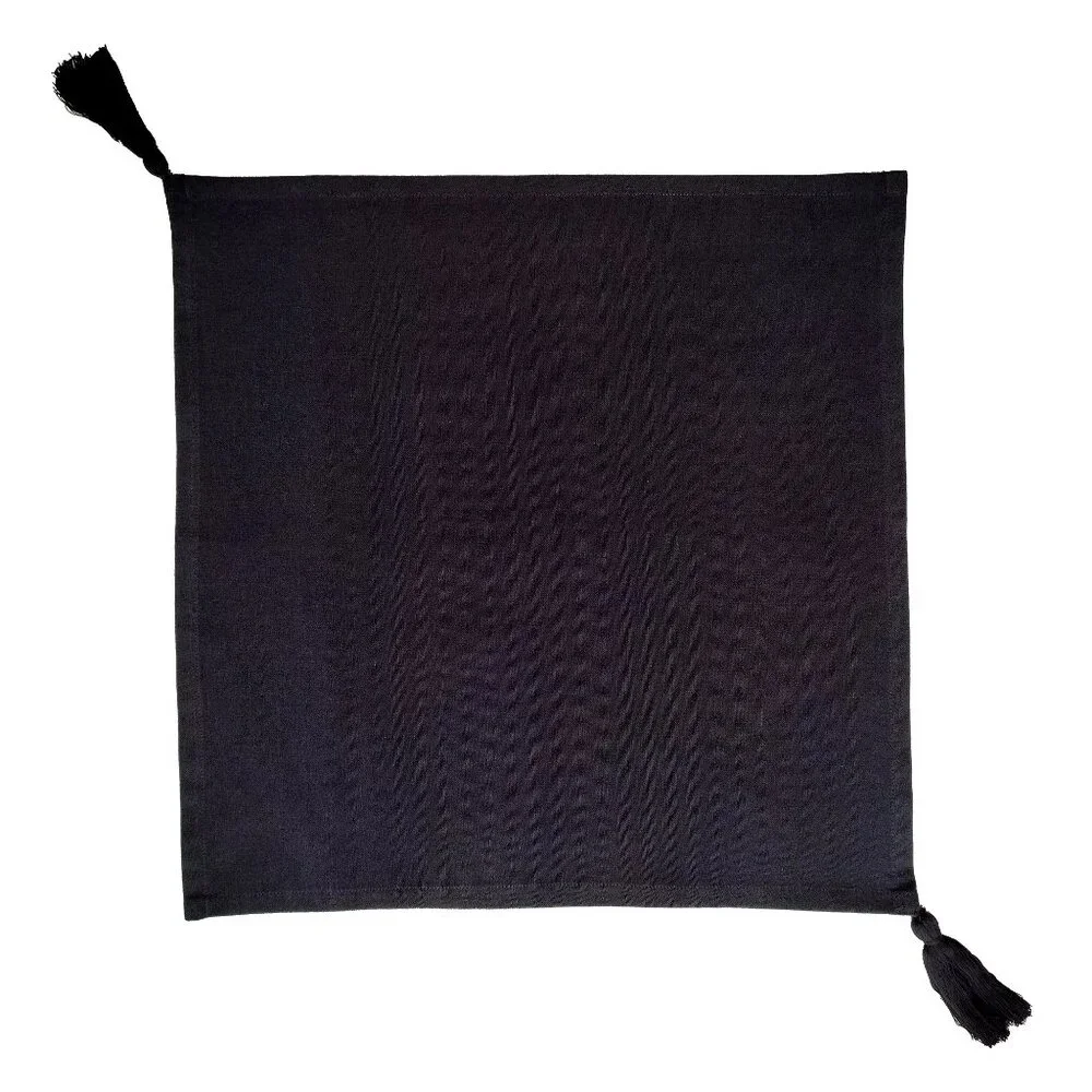 brand new Set of 8 Everhome Solid Color Navy Blue Fabric Napkins with Tassels